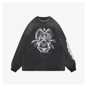 Saint Michael Baphomet Devil Graphic Distressed Shirt Front view