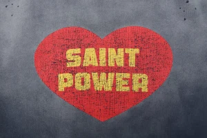 Saint Michael Vintage “Saint Power” Heart Graphic Crewneck Sweatshirt Front Print