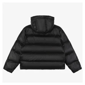 Stussy Classic Logo Hooded Down Jacket – Black/Pink Back view
