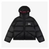 Stussy Classic Logo Hooded Down Jacket – Black/Pink