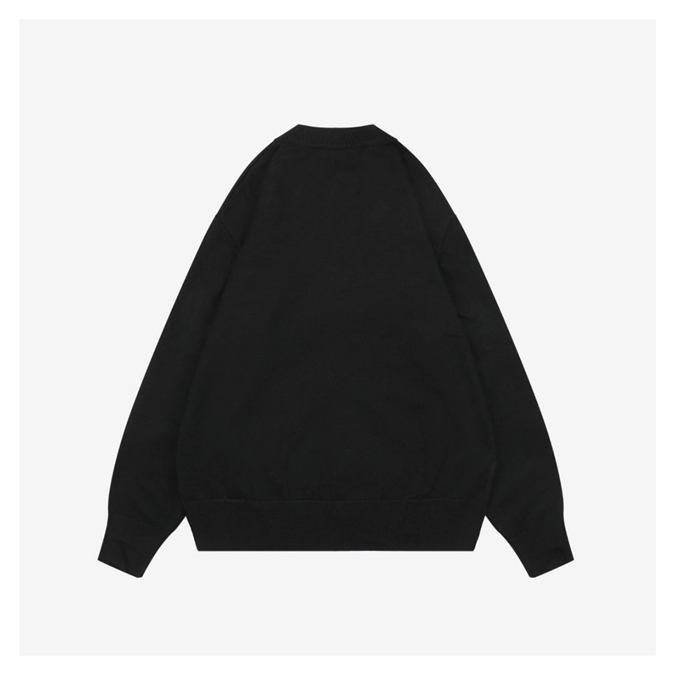 We11done Pearl W Logo Cotton Cardigan Black Back view