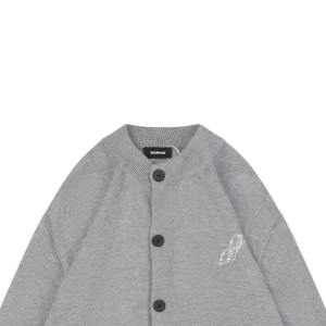 We11done Pearl W Logo Cotton Cardigan Grey