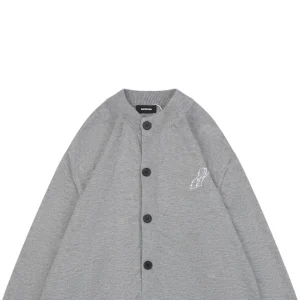 We11done Pearl W Logo Cotton Cardigan Grey