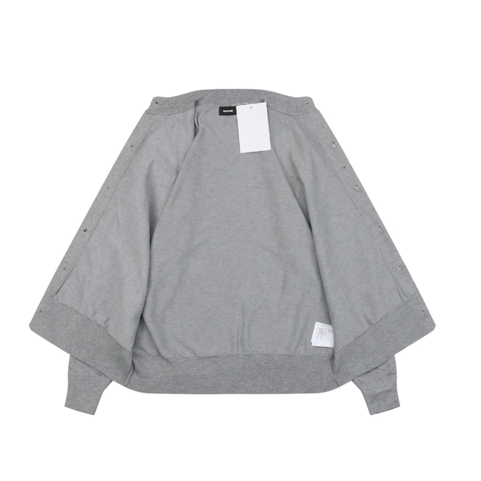 We11done Pearl W Logo Cotton Cardigan Grey Lining