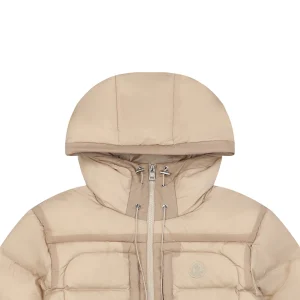 Mxxcler Dual-Zip Side Pocket Hooded Down Jacket Beige