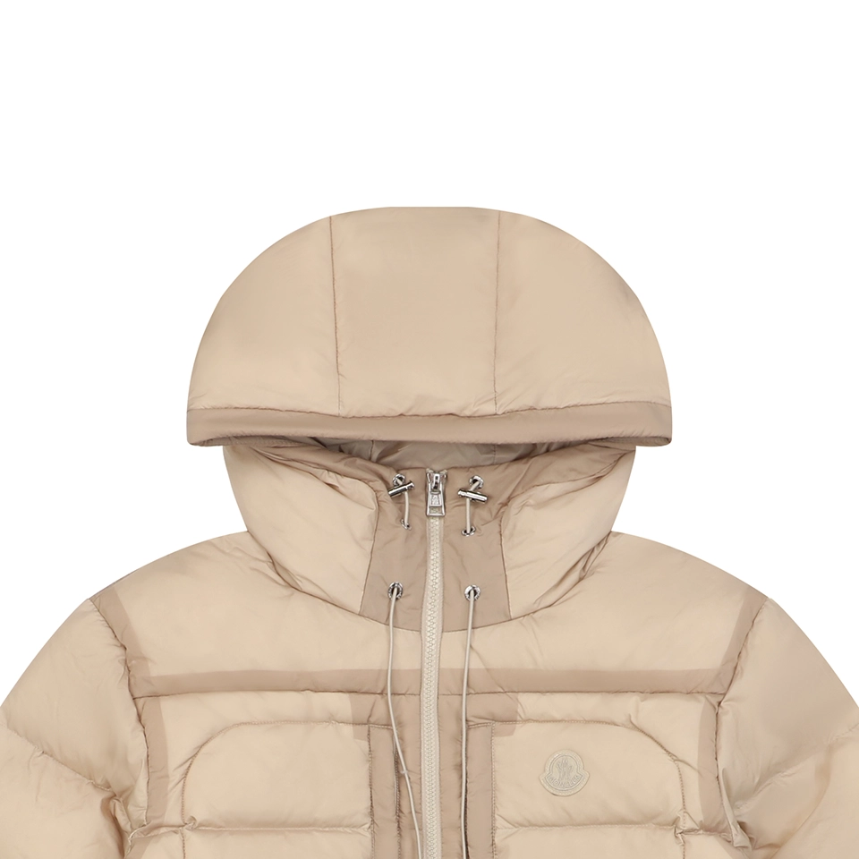 Mxxcler Dual-Zip Side Pocket Hooded Down Jacket Beige