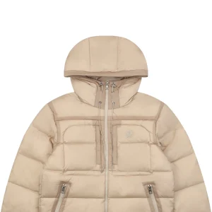 Mxxcler Dual-Zip Side Pocket Hooded Down Jacket Beige
