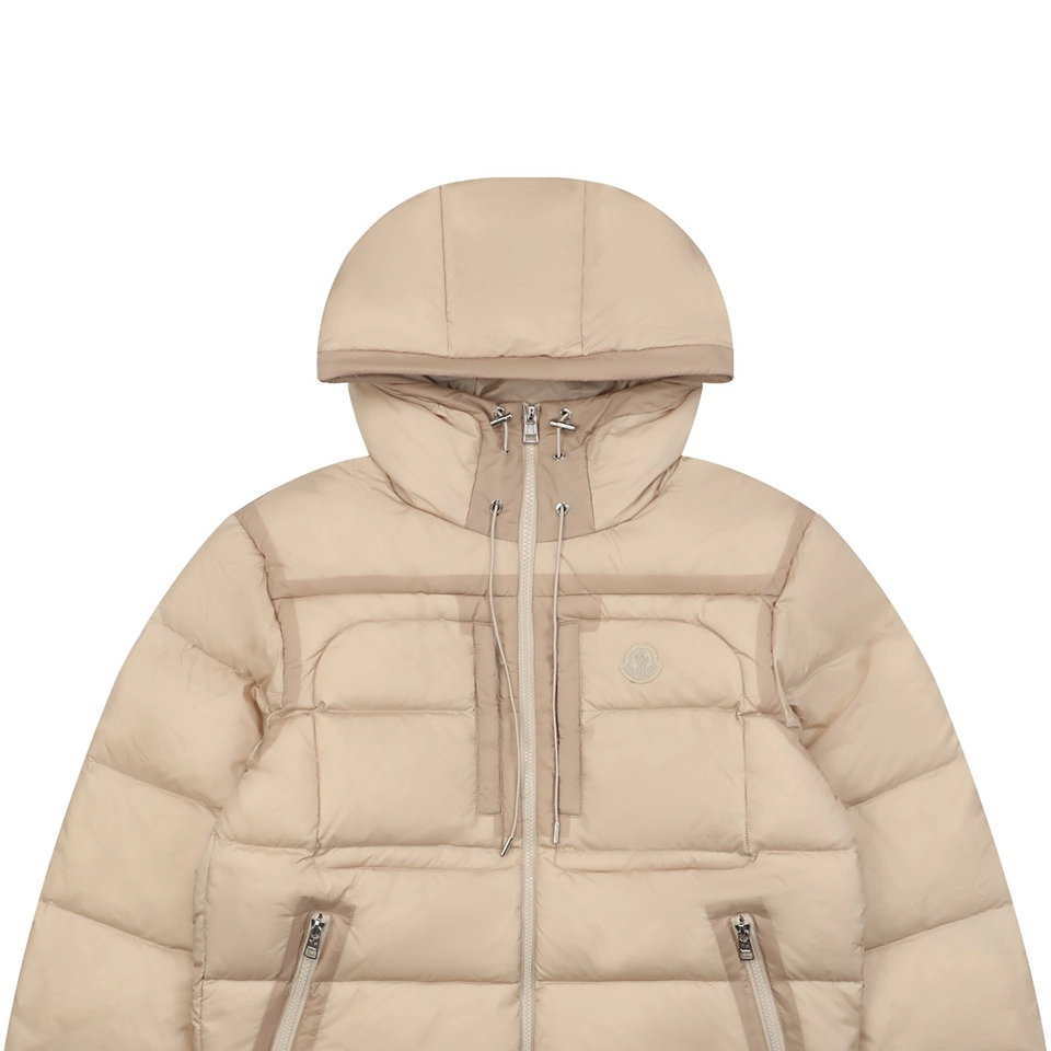 Mxxcler Dual-Zip Side Pocket Hooded Down Jacket Beige