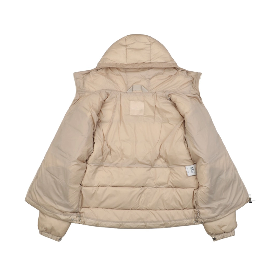 Mxxcler Dual-Zip Side Pocket Hooded Down Jacket Beige Lining