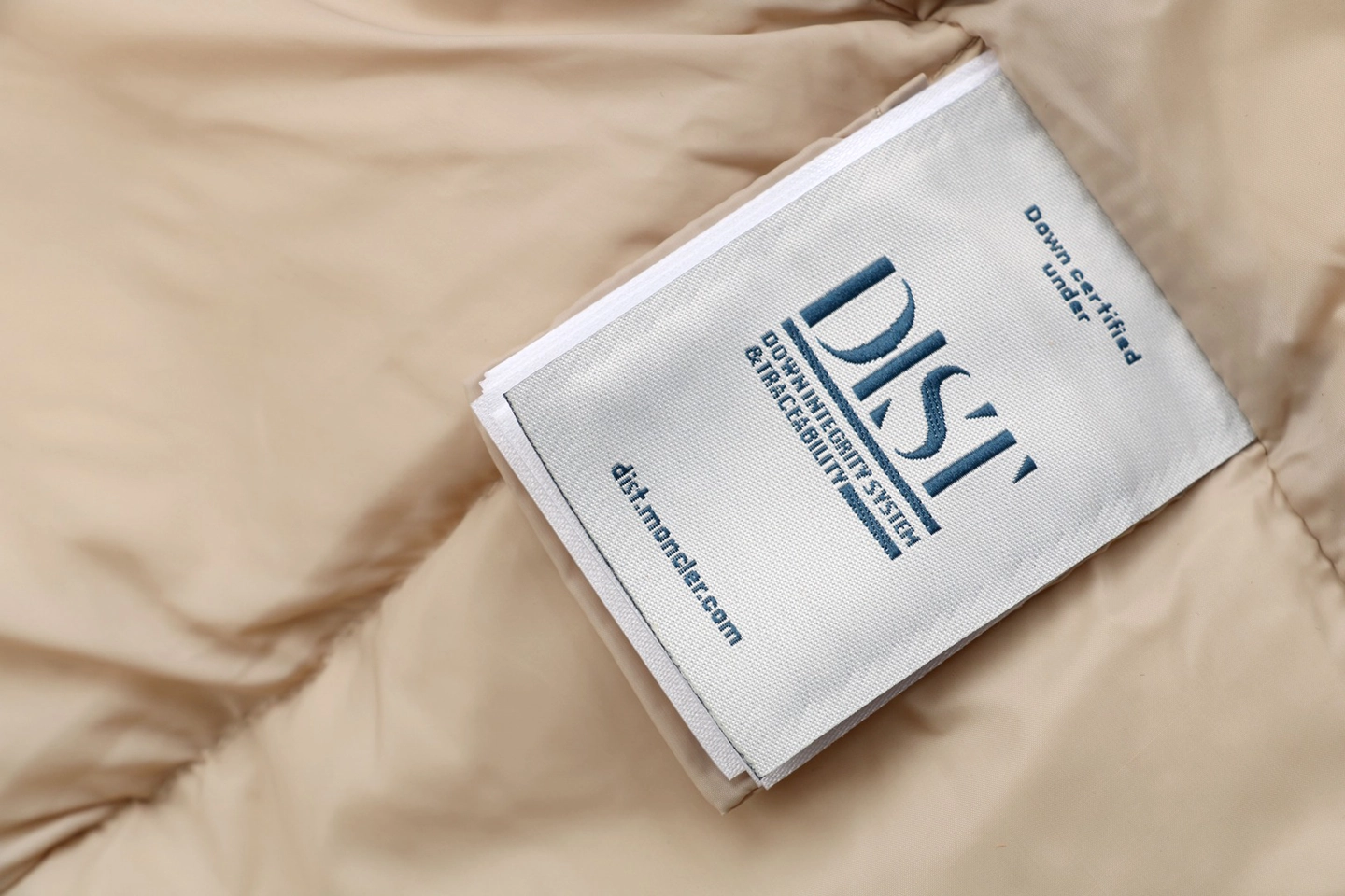 Mxxcler Dual-Zip Side Pocket Hooded Down Jacket Beige Wash label