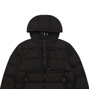 Mxxcler Dual-Zip Side Pocket Hooded Down Jacket Black