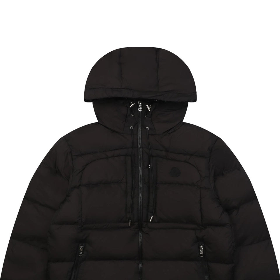 Mxxcler Dual-Zip Side Pocket Hooded Down Jacket Black