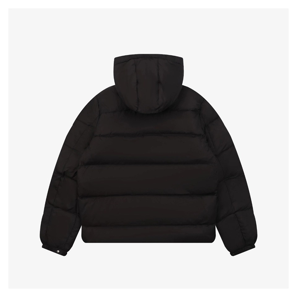 Mxxcler Dual-Zip Side Pocket Hooded Down Jacket Black Back view