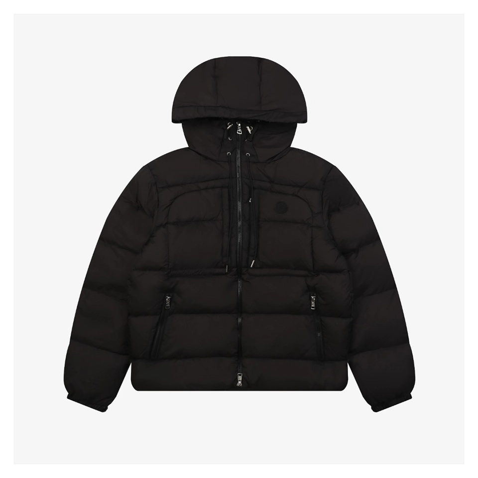 Mxxcler Dual-Zip Side Pocket Hooded Down Jacket Black Front view