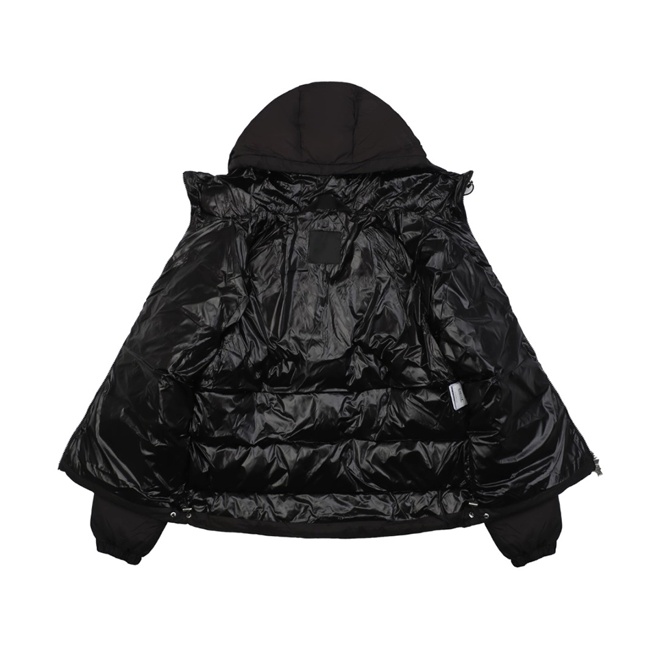 Mxxcler Dual-Zip Side Pocket Hooded Down Jacket Black Lining