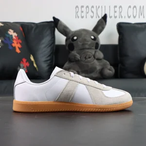 Adidas BW Army “White Chalk” side view with white leather upper, suede overlays and gum sole