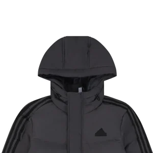 Adidas Three-Stripe Hooded Down Jacket Grey