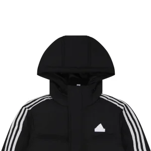 Adidas Three-Stripe Hooded Down Jacket Black