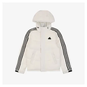 Adidas Three-Stripe Hooded Down Jacket White Front view