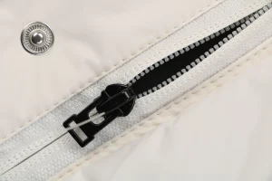 Adidas Three-Stripe Hooded Down Jacket White Zipper puller