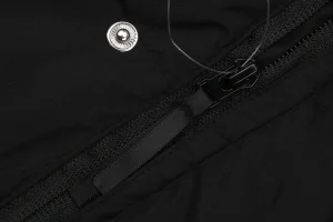 Adidas Three-Stripes Hooded Long Down Jacket Black Zipper puller