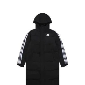Adidas Three-Stripes Hooded Long Down Jacket Black