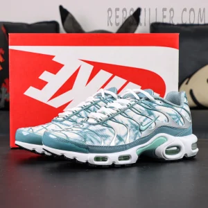 Nike Air Max Plus Palm Pack Waterway front view with original Nike shoebox