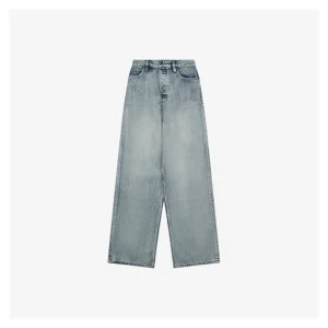 Balenciaga Baggy Ice Blue Washed Wide-Leg Denim Jeans Front view