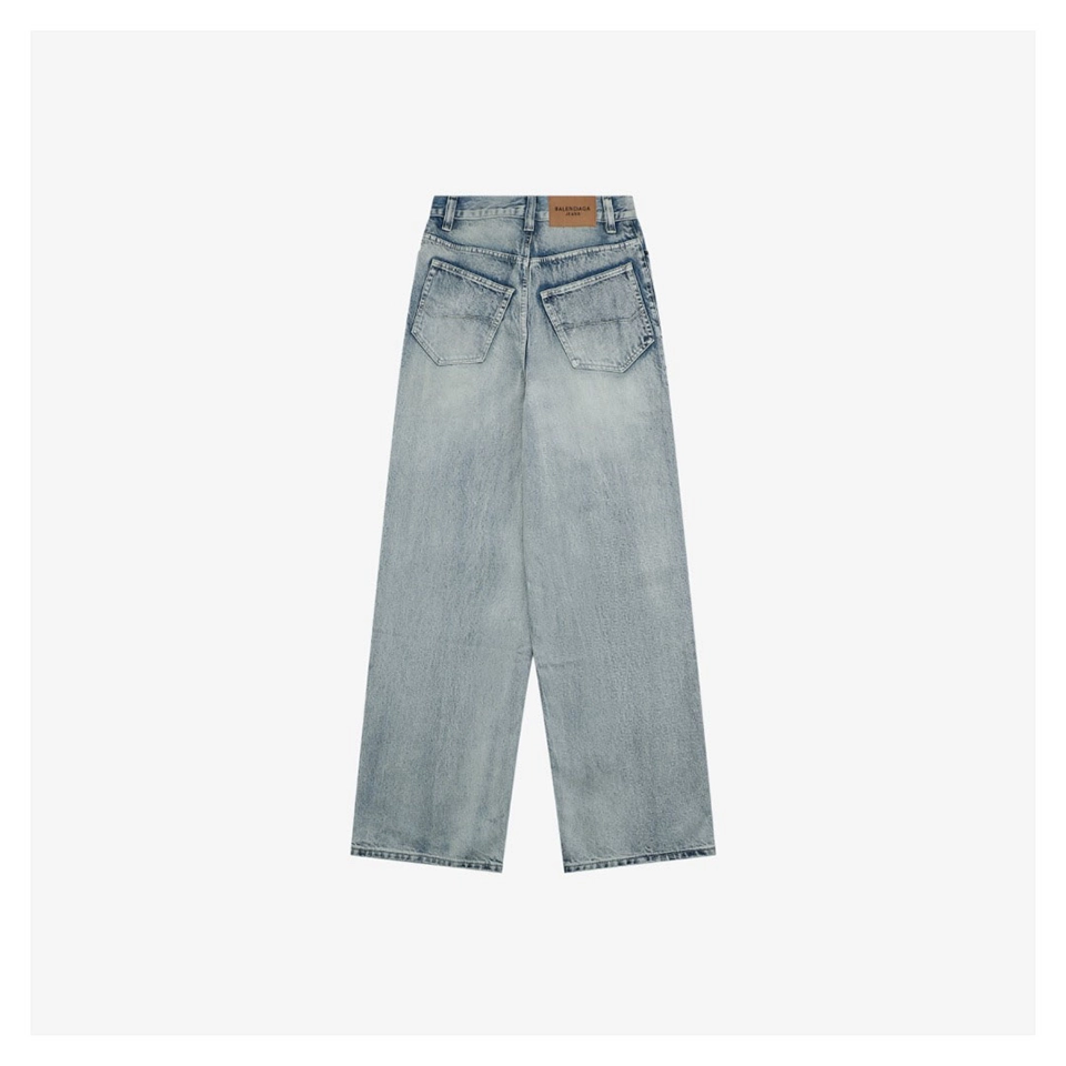 Balenciaga Baggy Ice Blue Washed Wide-Leg Denim Jeans Back view