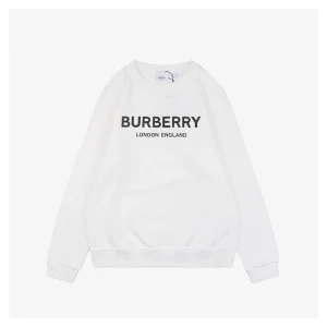 Burberry Double Letter Print Crewneck Sweatshirt White Front view