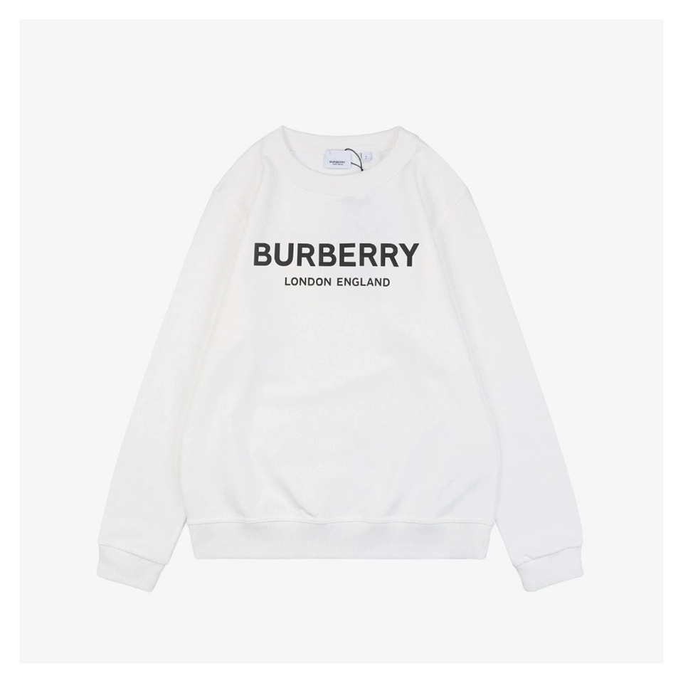 Burberry Double Letter Print Crewneck Sweatshirt White Front view