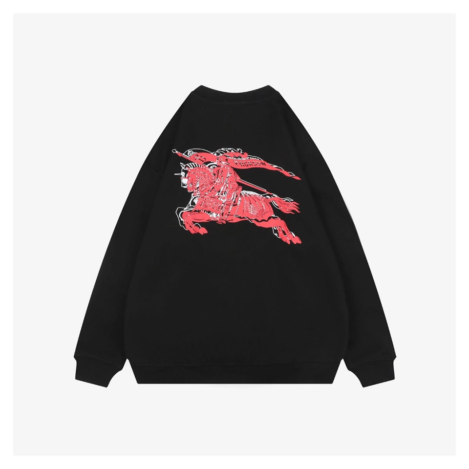 Burberry Overlapping Knight Print Crewneck Sweatshirt Black Back view