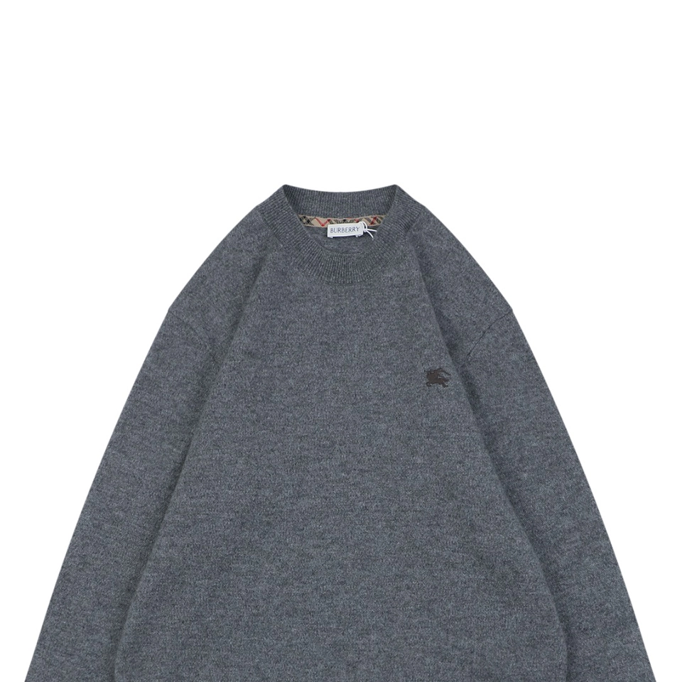 Burberry Tonal Equestrian Knight Embroidered Crewneck Sweater