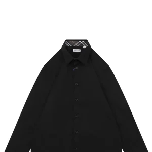 Burberry Tonal Equestrian Knight Embroidered Shirt Black