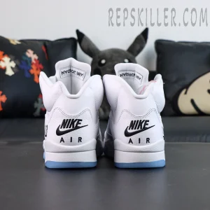 Air Jordan 5 Retro White Metallic rear view with classic Nike Air branding