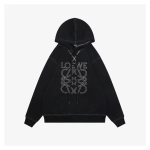 Loewe Anagram Embroidered Contrast Stitch Hoodie Front view
