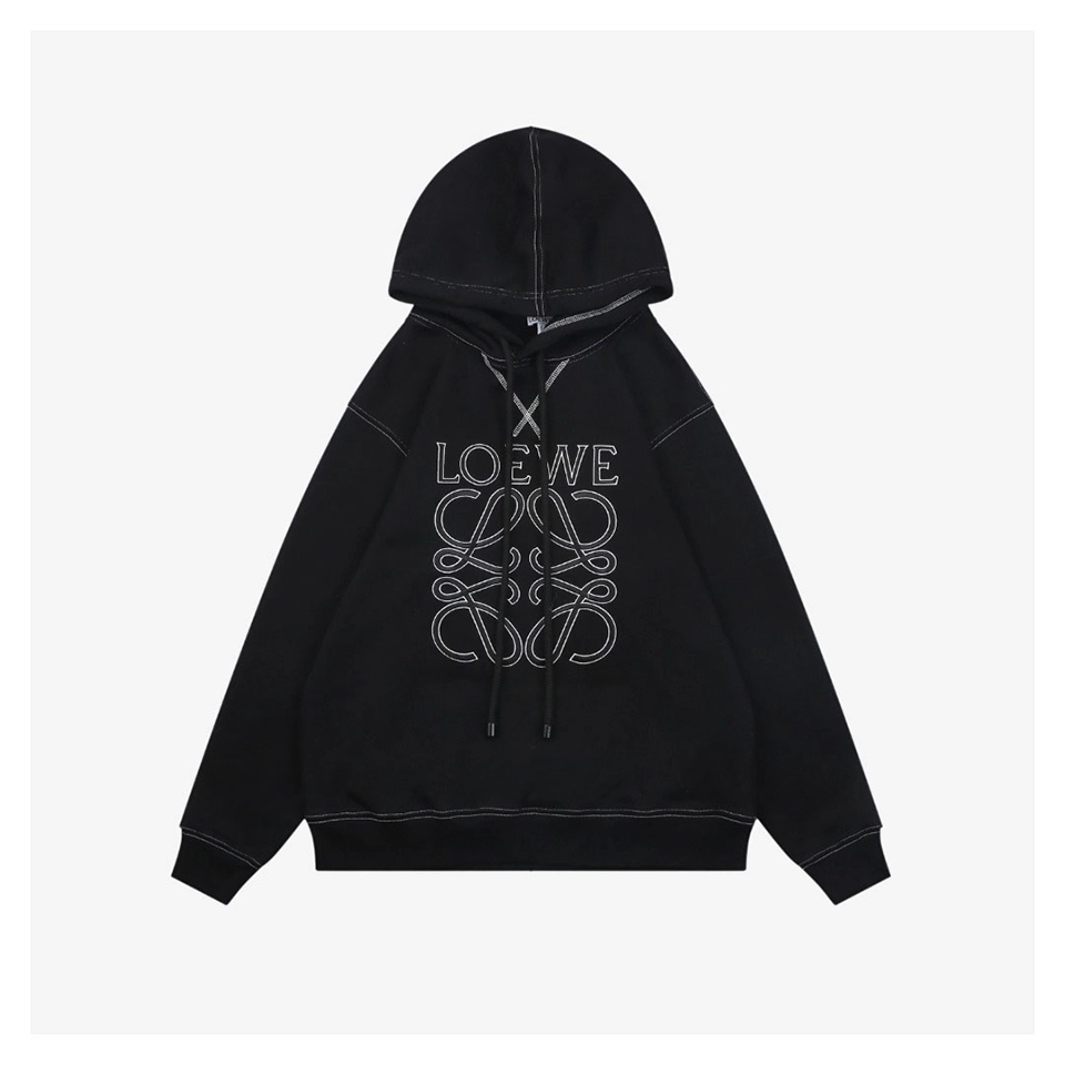 Loewe Anagram Embroidered Contrast Stitch Hoodie Front view