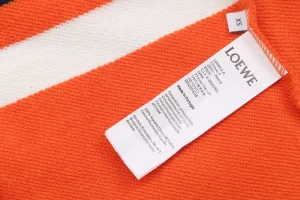 Loewe Color-Block Striped Polo Sweatshirt Orange Wash label