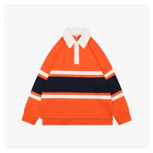 Loewe Color-Block Striped Polo Sweatshirt Orange Front view