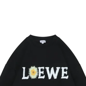 Loewe Daisy Logo Printed Crewneck Sweatshirt Black