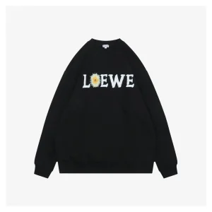 Loewe Daisy Logo Printed Crewneck Sweatshirt Black Front view