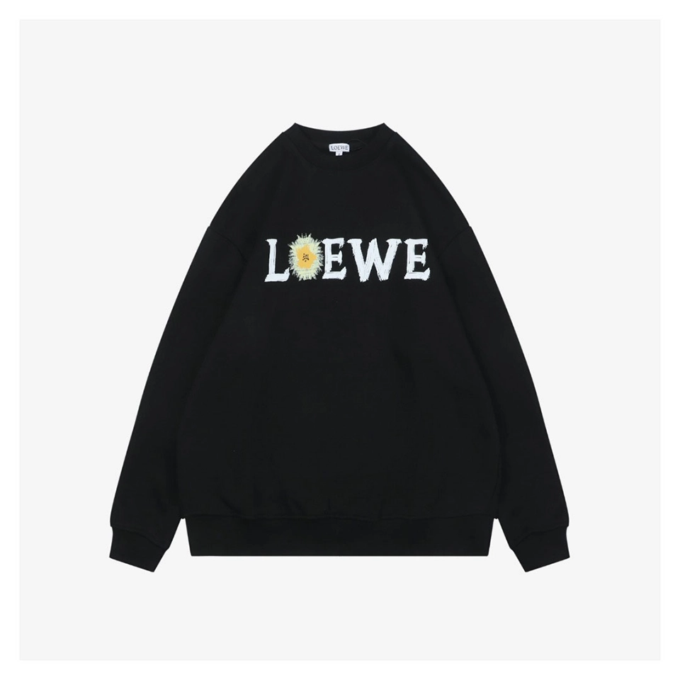 Loewe Daisy Logo Printed Crewneck Sweatshirt Black Front view