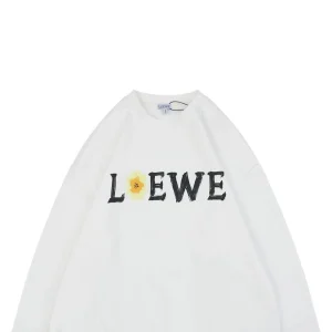 Loewe Daisy Logo Printed Crewneck Sweatshirt White