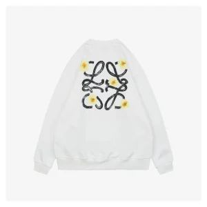 Loewe Daisy Logo Printed Crewneck Sweatshirt White Back Print