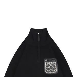 Loewe Faux Pocket Anagram Half-Zip Knit Sweater Black