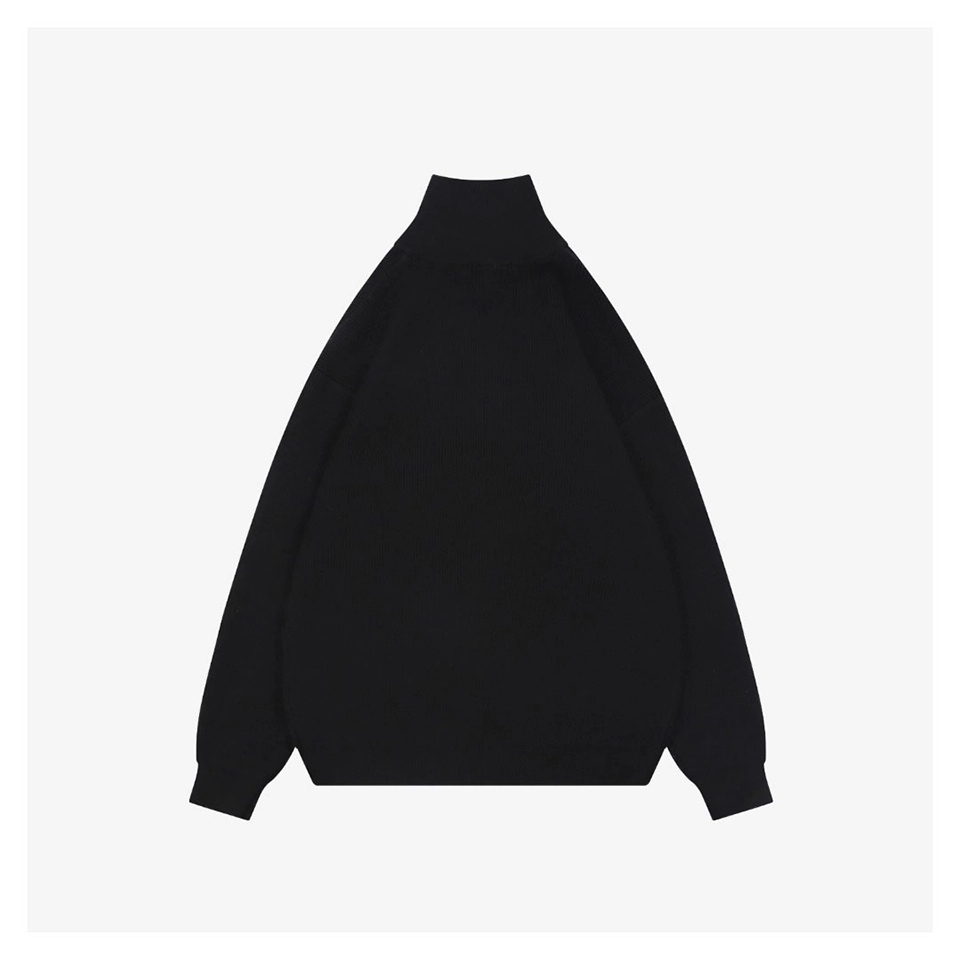 Loewe Faux Pocket Anagram Half-Zip Knit Sweater Black Back view