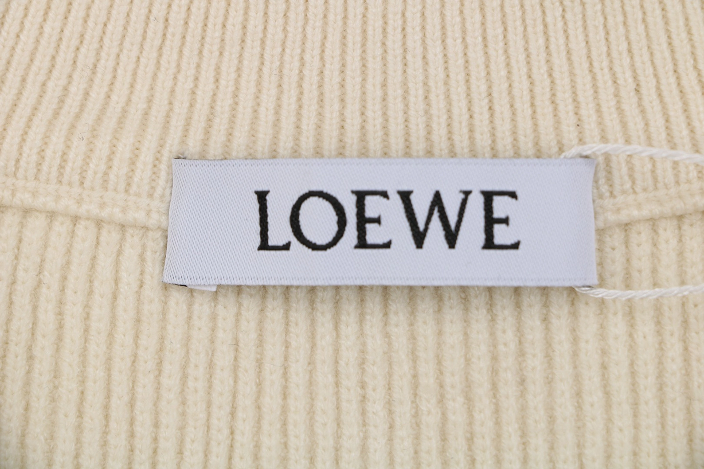 Loewe Faux Pocket Anagram Half-Zip Knit Sweater Beige Brand label