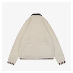 Miu Miu Red & Blue Ribbed Trim Cotton Zip-Up Jacket Back view