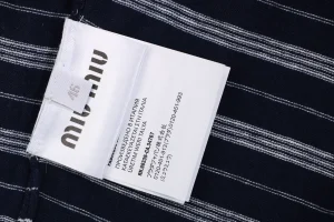Miu Miu Striped Logo Long Sleeve Polo Shirt Black Wash label