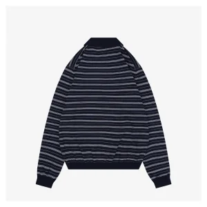 Miu Miu Striped Logo Long Sleeve Polo Shirt Black Back view